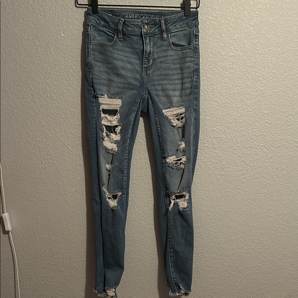 American Eagle Outfitters Denim - American Eagle Outfitters High Rise Women's Light Blue Ripped Skinny Jeans